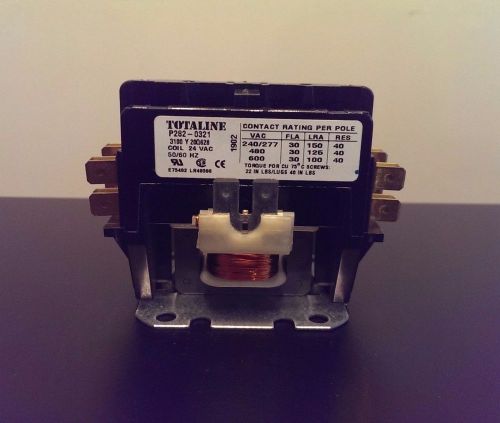 Totaline p282-0321 screw contactor 2 pole, 30amp, 24vac coil, 50/60hz p2820321 for sale