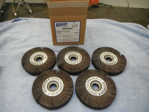 Merit grind-o-flex flap wheels nib box of 5 6&#034; x 1&#034; x1&#034; 180 grit for sale