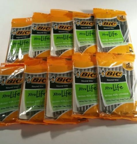 NEW BIC BALL POINT XTRA-LIFE PENS - LOT OF 10 TEN PACKS... TOTAL OF 100 PENS