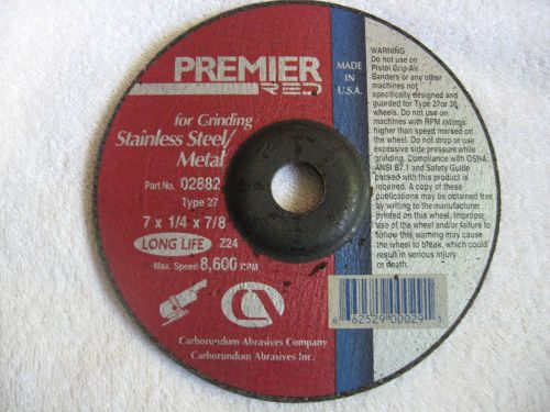 Premier red 7&#034;x1/4&#034;x 7/8&#034; grinding wheel 4 stainless steel &amp; metal disc type 27 for sale