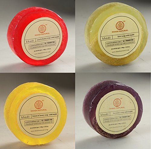 Khadi Natural  Loofah Soap Combo(Kiwi+Lavender+Lemon&amp; Honey+Rose&amp;Honey) S- UMI34