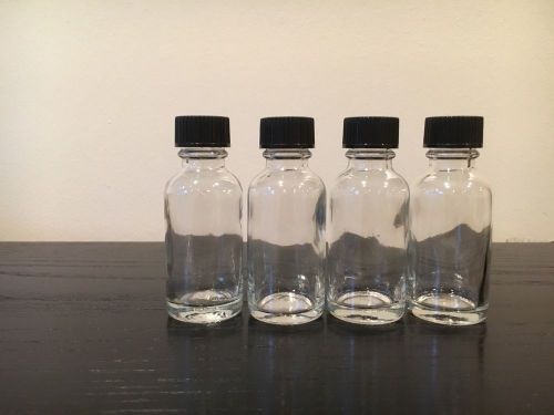 1 Oz (30 ml) Clear Boston Round Glass Bottle w/cap - Pack of 12