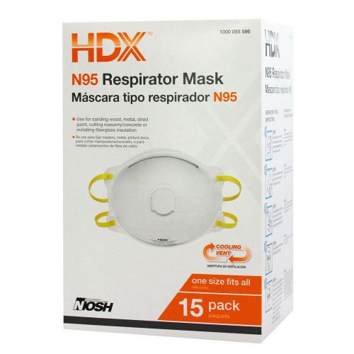 HDX N95 Disposable Proetective Safety Respirator Breather Valve Box (15-Pack)