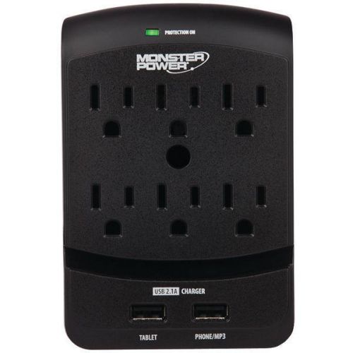 Monster power 121824 core power 650 wall tap 2 usb ports/6 outlets for sale