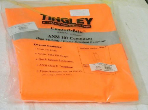 Tingley High Visibility FR Rain Bib Overalls Florescent Orange Size 4XL O53129