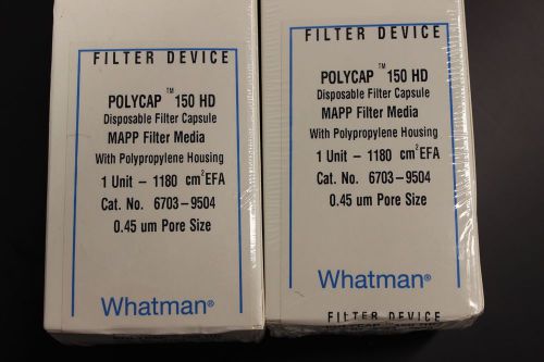 2x Whatman Polycap 150 HD Disposable Filter Capsule 0.45um (Part 6703-9504) NIB