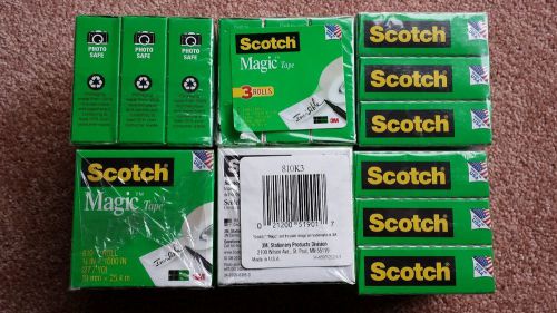 SIX Packages of Scotch 3M 810K3   Magic Tape, Refills, 3/4&#034;x1000&#034;, 3/PK, Clear