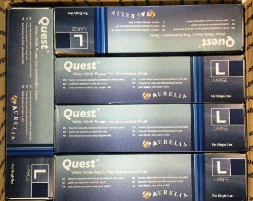 Quest White Nitrile Powder Free Exam Glove 92898 Size Large 5 Boxes of 100