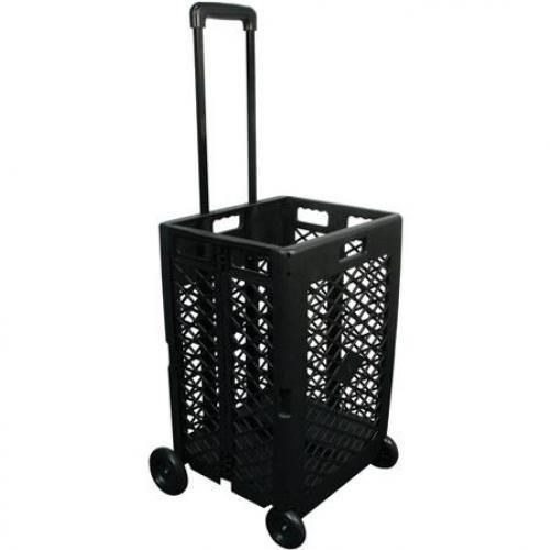 Pack &amp; Roll Wheeled Folding Mesh Cart Basket Grocery Shopping Laundry Multi-Use