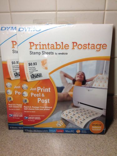 2 Packs Dymo Endicia Printable Postage Stamp Sheets Mac/PC 8 Sheets/192 Labels