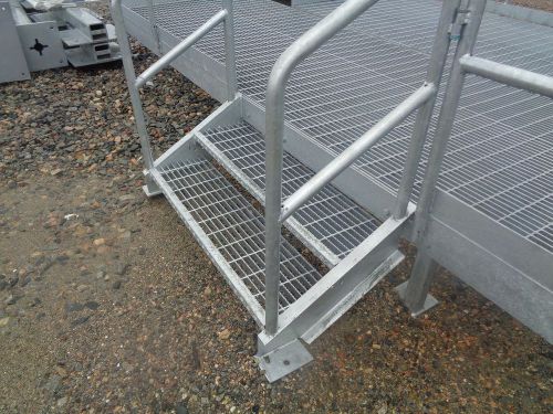 (new) Galvanized Steel Platform w rails and steps, 14 foot long by 6’4” deep