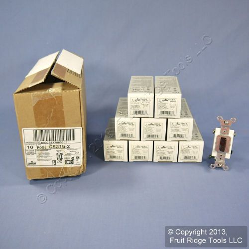 10 leviton brown 3-way commercial toggle wall light switches 15a cs315-2 for sale