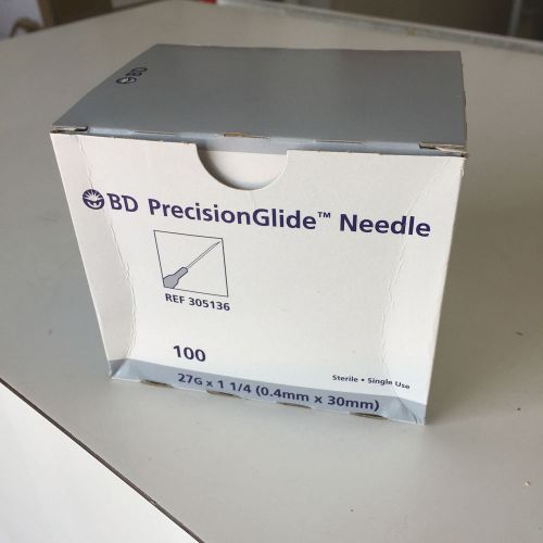 BD PrecisionGlide Needle 27G x 1 1/4 (0.4mm x 30mm) pack of 100