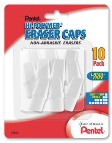 Pentel hi-polymer eraser caps non-abrasive, pack of 10 (zeh02bp10) for sale
