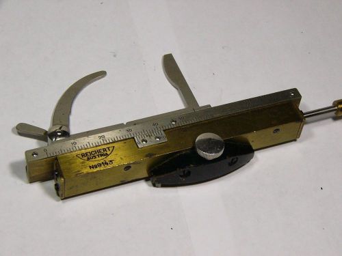 Microscope stage clamp/clip/holder Reichert, of Austria.ANTIQUE BRASS Vintage