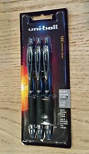 3 Uni Ball black Medium gel pens NIP