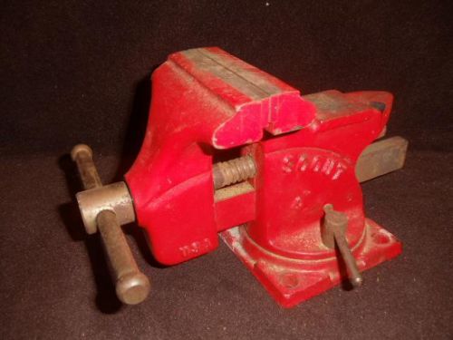 Vintage wilton scout usa 4&#034; bench vise w/ swivel base, pipe jaws &amp; anvil for sale
