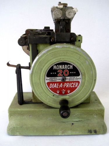 Vintage Monarch 20 Dial-a-Pricer, Needs new ink, hand driven, w/labels