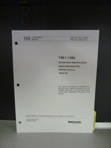 Tektronix 1481/1485 Secam Field ID Wave Monitors Opt 08 Supplement/schematics