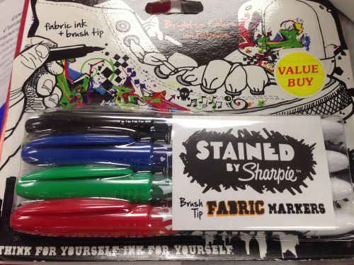 Sharpie Stained Fabric Marker 4 Pieces Type 1 Set For Shirt Clothes, Shoes, Cap