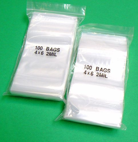 4x6 ZIPLOCK BAG PLASTIC ZIP LOCK BAGS 2MIL CLEAR 4” x 6” 200 POLY BAGS