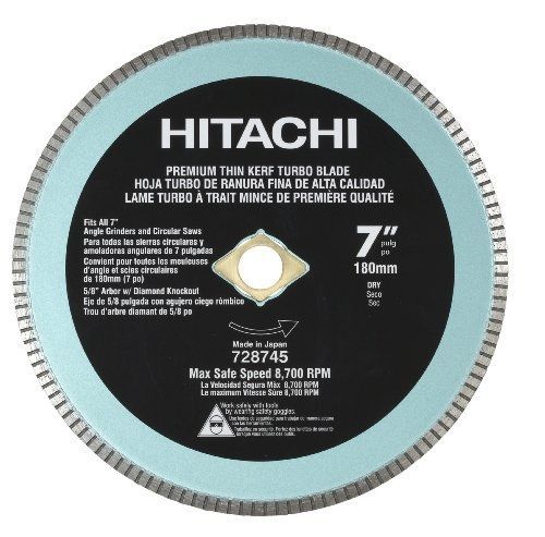 Hitachi 728745 7-inch turbo diamond saw blade for concrete and masonry, dry cut for sale