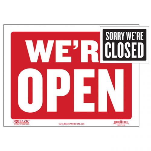 BAZIC 9&#034; X 12&#034; Open Sign w/ Closed Sign on Back  of-24
