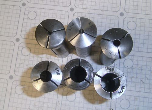 6 - R8 STEEL COLLETS 1/8&#034; To 11/16&#034; Diameter (In Good Condition)