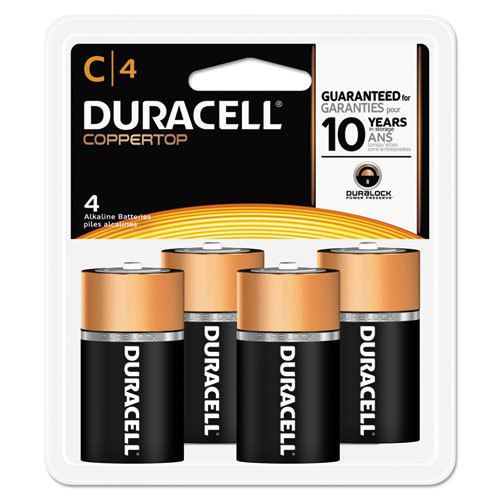 CopperTop Alkaline Batteries with Duralock Power Preserve Technology, C, 4/Pk