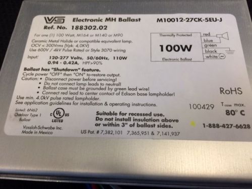 Vs electronic mh ballast120-277v 100w  m10012-27ck-5eu-j  new overstock! for sale