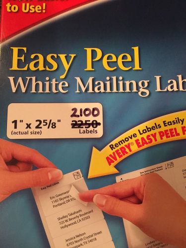 Avery Easy Peel White Address Inkjet Labels 8160, 1&#034; x 2-5/8&#034;, Pack of 2100