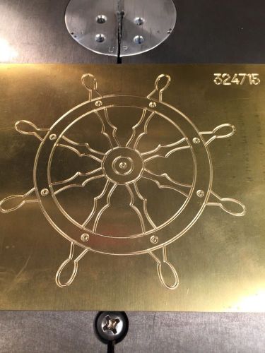 BRASS ENGRAVING PLATE FOR NEW HERMES FONT TRAY LARGE SHIPS WHEEL