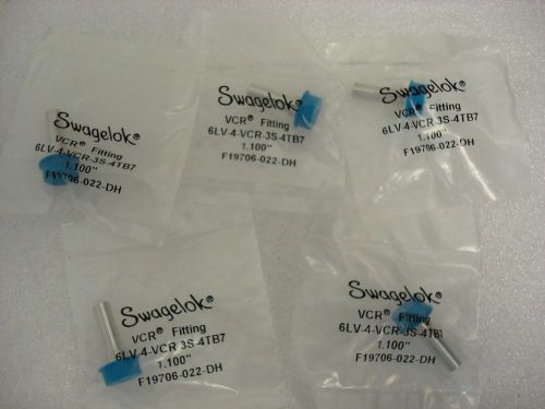 LOT OF 5 Swagelok P/N: 6LV-4-VCR-3S-4TB7, New in Original Plastic Bag