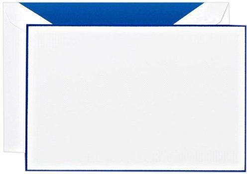 Crane &amp; Co. Regent Blue Bordered White Correspondence Card (CC3305)