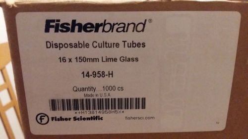 Case OF 1000 Fisherbrand Disposable Culture Tubes 16 x 150mm Lime Glass 14-958-H