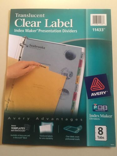 Avery 11433 Index Maker Translucent Clear Label Divider - 8 Tabs