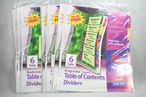 Avery Ready Index Table of Contents Dividers 6 Tabs Model 11190 10 Packets #H07