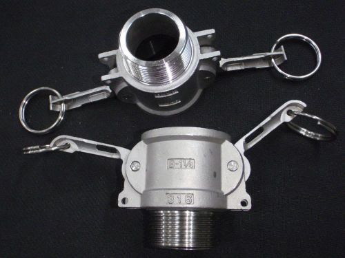 Stainless steel cam lock adapter 1 1/4&#034; female -  1 1/4&#034; npt male nipple for sale
