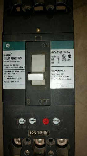 Used general electric thfk236f000 225 amp breaker frame &amp; 125 amp trip unit for sale