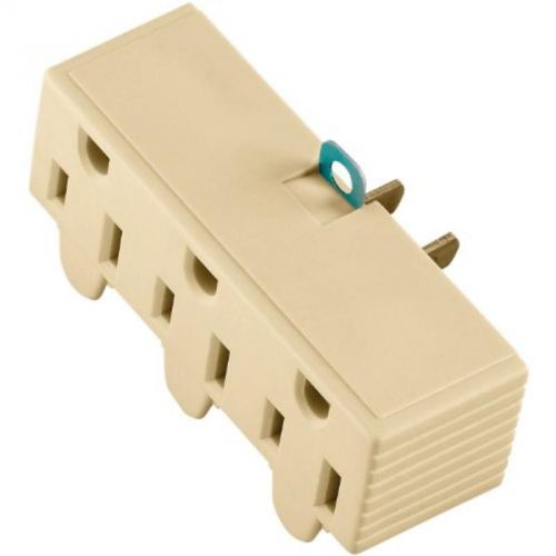 Ivory 15-amp 2-pole 3-wire 125-volt 3-outlet grounding adapter w/grounding lug for sale