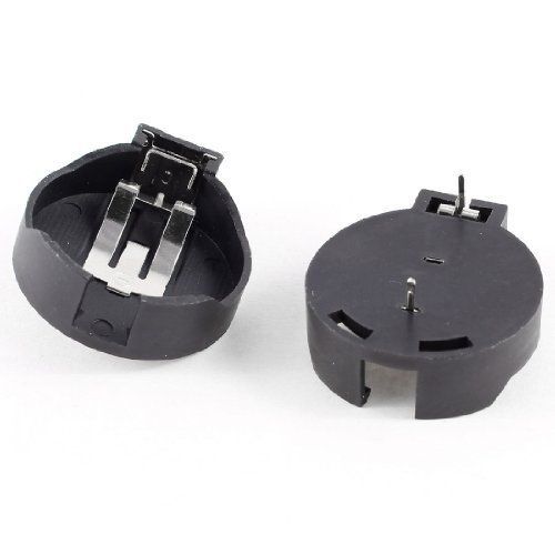 2 Pcs CR2450 Coin Cell Button Battery Socket Holder Case 2 Pins Black New