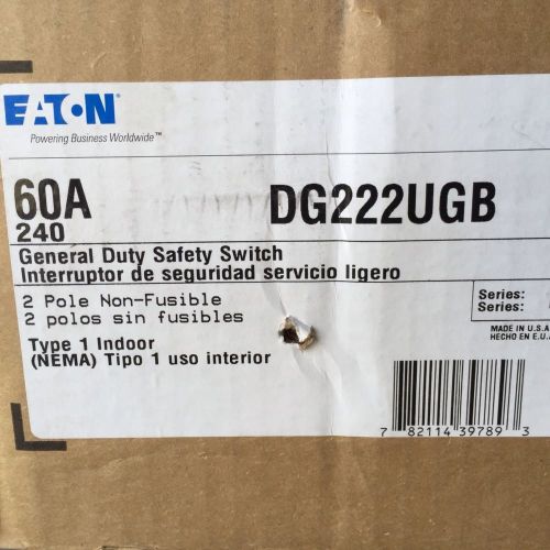 DG222UGB New in Box - Cutler Hammer 60 amp 2 pole 240 volt indoor Safety switch