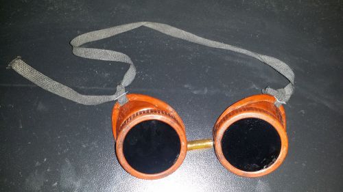 Vintage bakelite goggles welders steampunk safety glasses green &amp; clear lens for sale