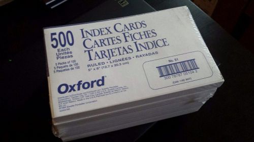 500 Oxford 5&#034;x8&#034; Ruled White Index Cards