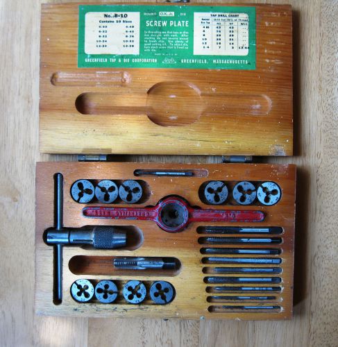 Greenfield Tap &amp; Die No B-10  Round Die Screw Plate Set in Wooden Box  OK Jr.