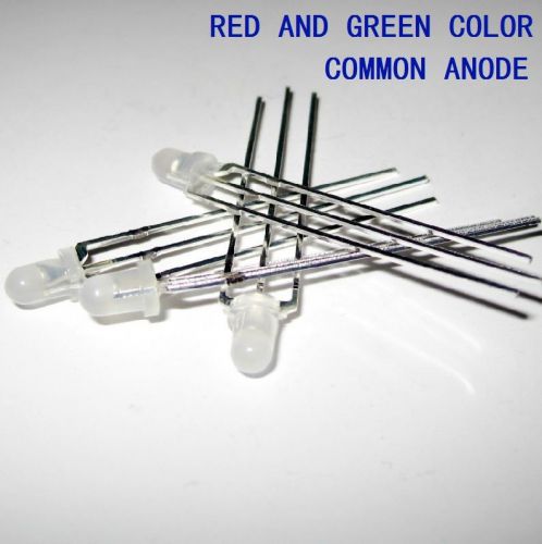 100Pcs 3mm Red and green light emitting diode Misty LED Common anode 3Pin DIP