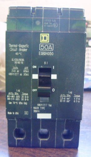 SQUARE D 50 AMP CIRCUIT BREAKER 3 POLE 480 V EGB34050