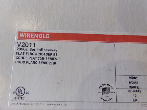 (BOX OF 10) Wiremold V2011 90° Flat Elbow 2000 Series Ivory WireMold raceway NEW
