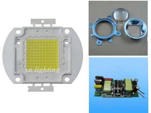 100W Cold White LED + LED Driver + 44mm Lens + Reflector Bracket For DIY led kit