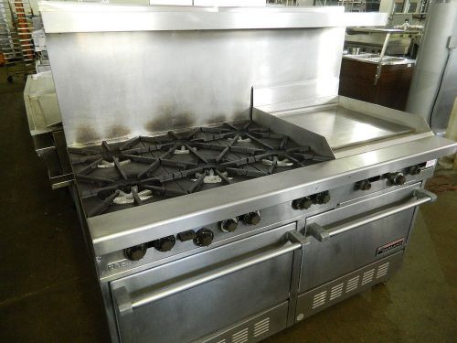 GARLAND H284-24GTH DOUBLE OVEN W/ 6 BURNERS &amp; 24&#034; THERMOSTATIC GRIDDLE NAT GAS